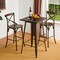 3 Piece Pub Table and Bar Chair Set - Steel Square Bar Table and Bar Chair Set